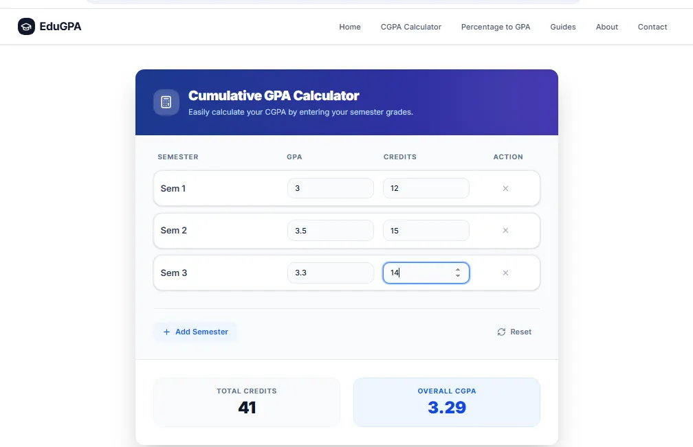 How to use the CGPA Calculator — step by step visual guide