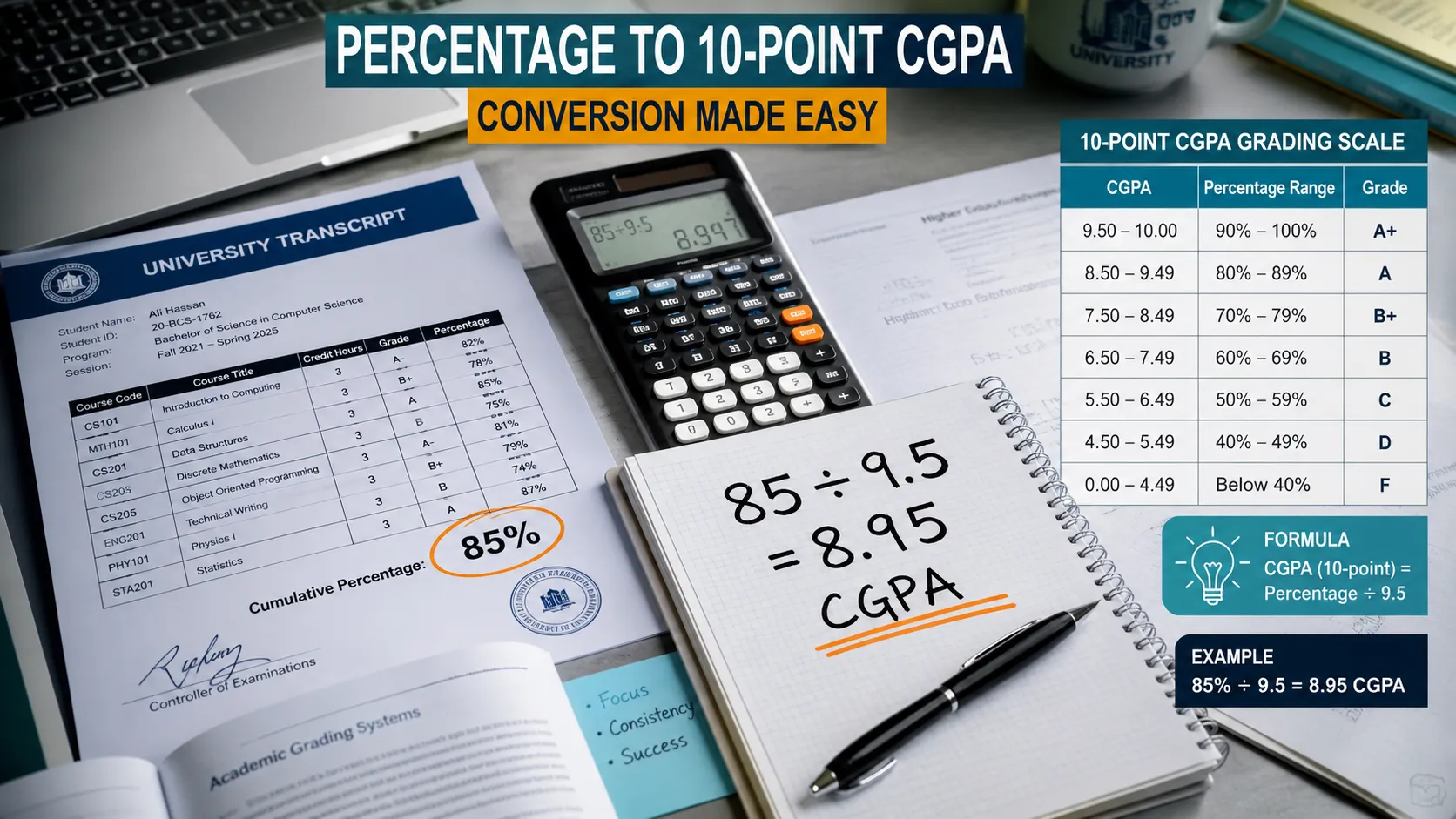 Visual illustration: How to Convert Percentage to CGPA Easily