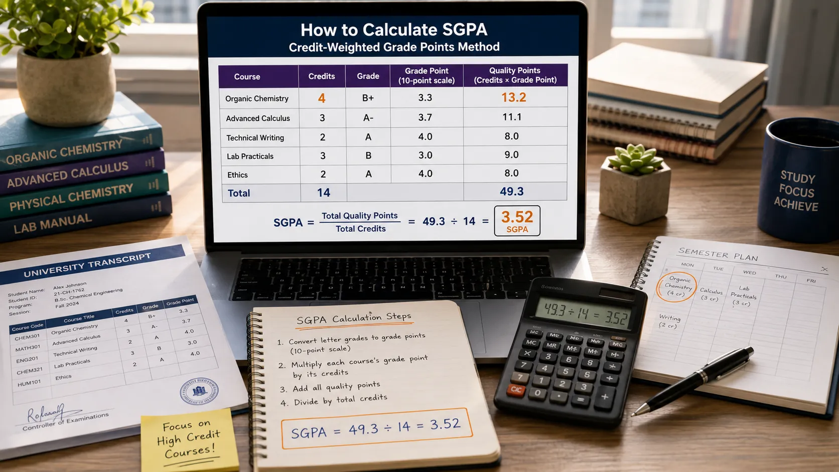 Visual illustration: How to Track Your SGPA Each Semester (The Smart Way)